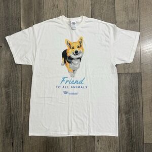 Vintage 2000s Humane Society USA Friend To All Animals Corgi Dog Graphic T-Shirt